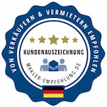 Nr. 1 in Stuttgart und der Region, Nr. 2 in Deutschland: Makler-Empfehlung.de Kundenauszeichnung 2021